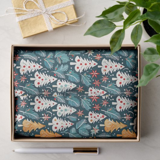 Niedliche frohe Weihnachtsbaumen feierlich Seidenpapier (Geschenk)