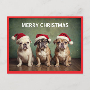 Niedliche frohe Weihnachtshunde Feiertagspostkarte