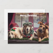 Niedliche frohe Weihnachtshunde Feiertagspostkarte (Vorne/Hinten)