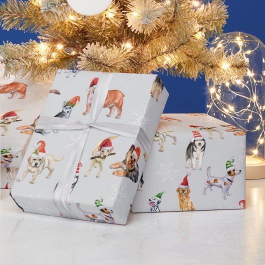Niedliche frohe Weihnachtshunde mit Weihnachtsmann Geschenkpapier (Feiertage)