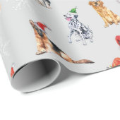 Niedliche frohe Weihnachtshunde mit Weihnachtsmann Geschenkpapier (Rolleneckpunkt)