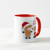 Niedliche frohe Weihnachtskühe Festlich modern Tasse (VorderseiteRechts)