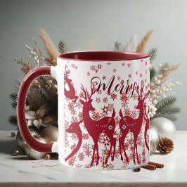 Niedliche frohe Weihnachtsschneeflocken Nordic Tasse