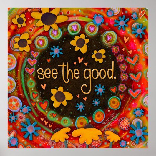 Niedliche fröhliche Farbenpracht die gute Inspirit Poster (Vorne)