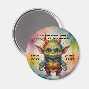 Niedliche fröhliche, lustige kleine Goblinkreatur Magnet
