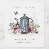 Niedliche fröhliche Rose Blumenkohl Brautparty Weinetikett (Einzelnes Label)