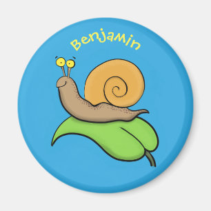 Niedliche, fröhliche Schnecke auf einer Cartoon-I Magnet