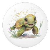 Niedliche fröhliche Tortoise Keramik Knob Keramikknauf (Vorderseite)
