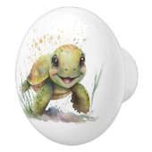 Niedliche fröhliche Tortoise Keramik Knob Keramikknauf (Rechts)