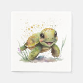 Niedliche fröhliche Tortoise Paper Napkins Serviette (Vorderseite)