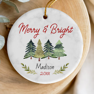 Niedliche fröhliche und helle Weihnachtsbäume grün Keramik Ornament