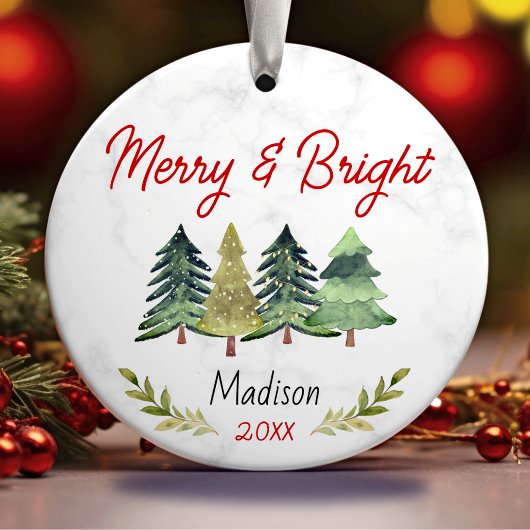 Niedliche fröhliche und helle Weihnachtsbäume grün Keramik Ornament