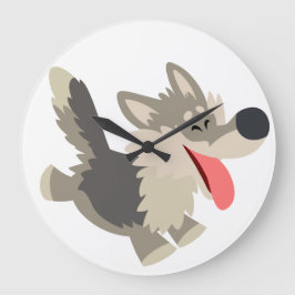 Niedliche Frolicous Cartoon Wolf Wall Clock Große Wanduhr