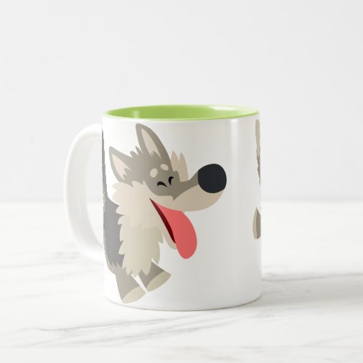 Niedliche Frolicsome Cartoon Wolf Tasse (Vorderseite Links)