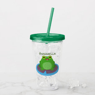 Niedliche Frosch-Cartoon-Abbildung Acryltrinkbecher