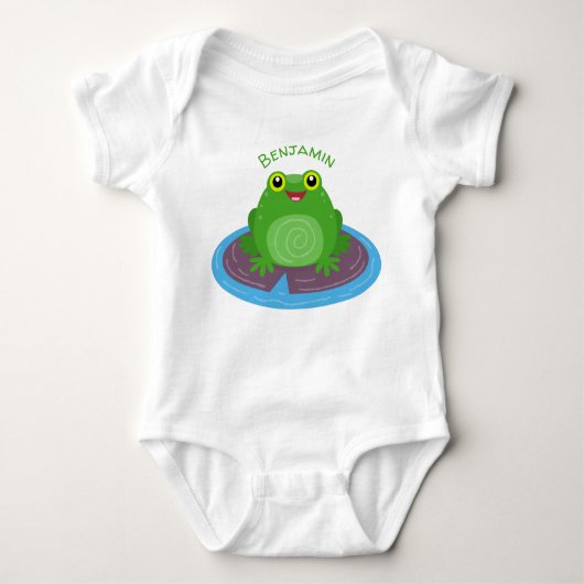 Niedliche Frosch-Cartoon-Abbildung Baby Strampler (Vorderseite)