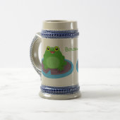 Niedliche Frosch-Cartoon-Abbildung Bierglas (Vorderseite Links)