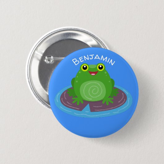 Niedliche Frosch-Cartoon-Abbildung Button (Vorne & Hinten)