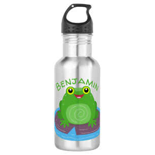Niedliche Frosch-Cartoon-Abbildung Edelstahlflasche