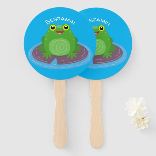 Niedliche Frosch-Cartoon-Abbildung Fächer (Vorne und Hinten)