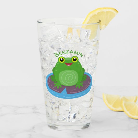 Niedliche Frosch-Cartoon-Abbildung Glas (Rückseite Ice)