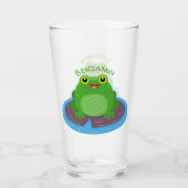 Niedliche Frosch-Cartoon-Abbildung Glas (Vorderseite)