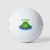 Niedliche Frosch-Cartoon-Abbildung Golfball (Vorderseite)