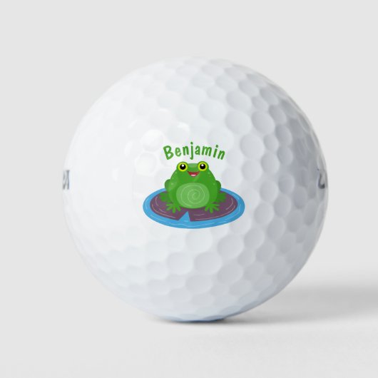 Niedliche Frosch-Cartoon-Abbildung Golfball (Vorderseite)