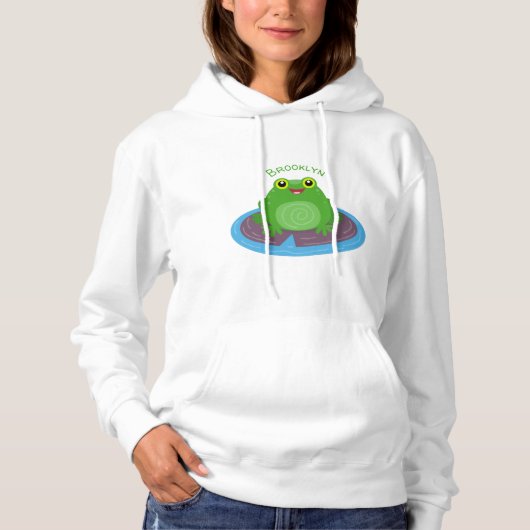 Niedliche Frosch-Cartoon-Abbildung Hoodie (Vorderseite)