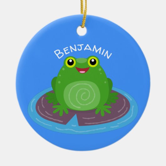 Niedliche Frosch-Cartoon-Abbildung Keramik Ornament (Vorne)