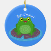 Niedliche Frosch-Cartoon-Abbildung Keramik Ornament (Hinten)