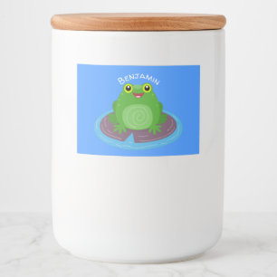 Niedliche Frosch-Cartoon-Abbildung Lebensmitteletikett