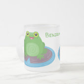 Niedliche Frosch-Cartoon-Abbildung Mattglastasse (Vorderseite Links)