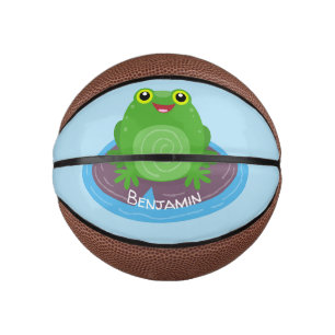 Niedliche Frosch-Cartoon-Abbildung Mini Basketball