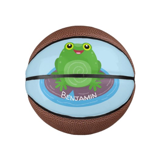 Niedliche Frosch-Cartoon-Abbildung Mini Basketball (Vorderseite)