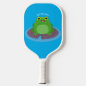 Niedliche Frosch-Cartoon-Abbildung Pickleball Schläger (Rückseite)