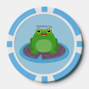 Niedliche Frosch-Cartoon-Abbildung Pokerchips