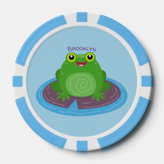 Niedliche Frosch-Cartoon-Abbildung Pokerchips (Vorderseite)