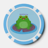 Niedliche Frosch-Cartoon-Abbildung Pokerchips (Rückseite)