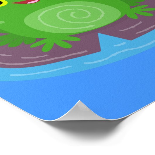 Niedliche Frosch-Cartoon-Abbildung Poster (Ecke)