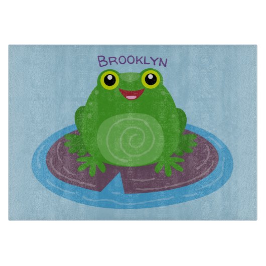 Niedliche Frosch-Cartoon-Abbildung Schneidebrett (Vorderseite)