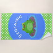 Niedliche Frosch-Cartoon-Abbildung Strandtuch (Vorderseite)