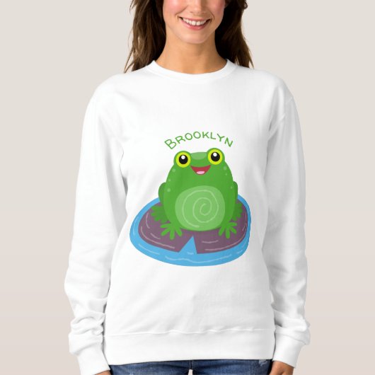 Niedliche Frosch-Cartoon-Abbildung Sweatshirt (Vorderseite)