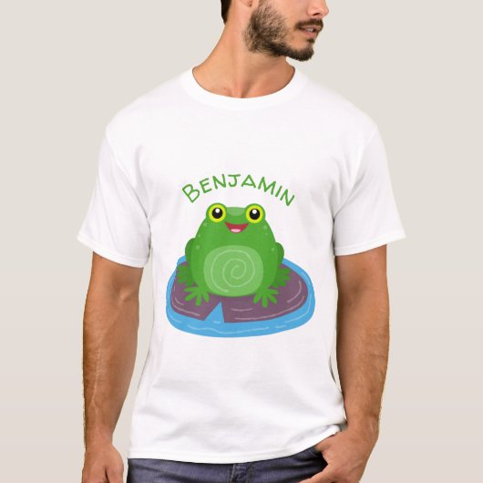 Niedliche Frosch-Cartoon-Abbildung T-Shirt (Vorderseite)