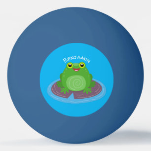 Niedliche Frosch-Cartoon-Abbildung Tischtennisball