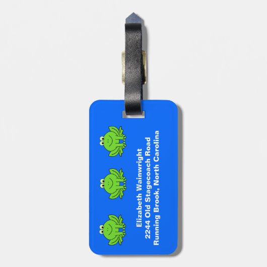 Niedliche Frosch Gepäckmarke Gepäckanhänger (Rückseite vertikal)