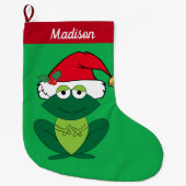 Niedliche Frosch-Kids Großer Weihnachtsstrumpf (Vorderseite)