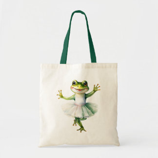 Niedliche Froschballerina tanzt Ballett. Tragetasche