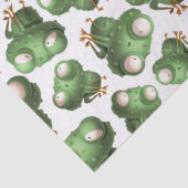 Niedliche Frösche aus grünem Cartoon auf weißer De Seidenpapier (Detail)