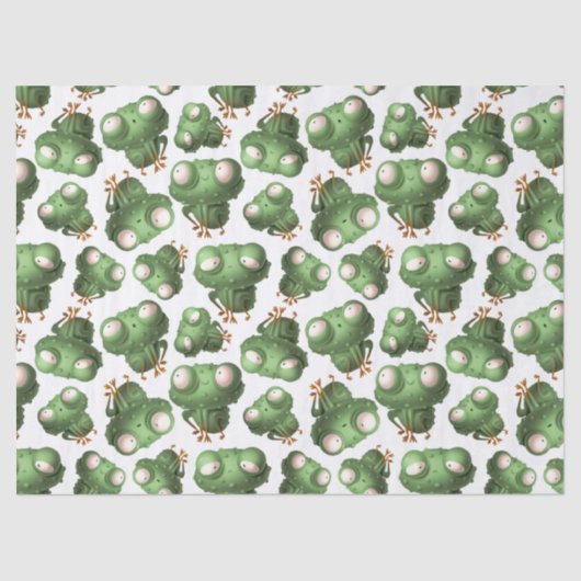 Niedliche Frösche aus grünem Cartoon auf weißer De Seidenpapier (Vorderseite)